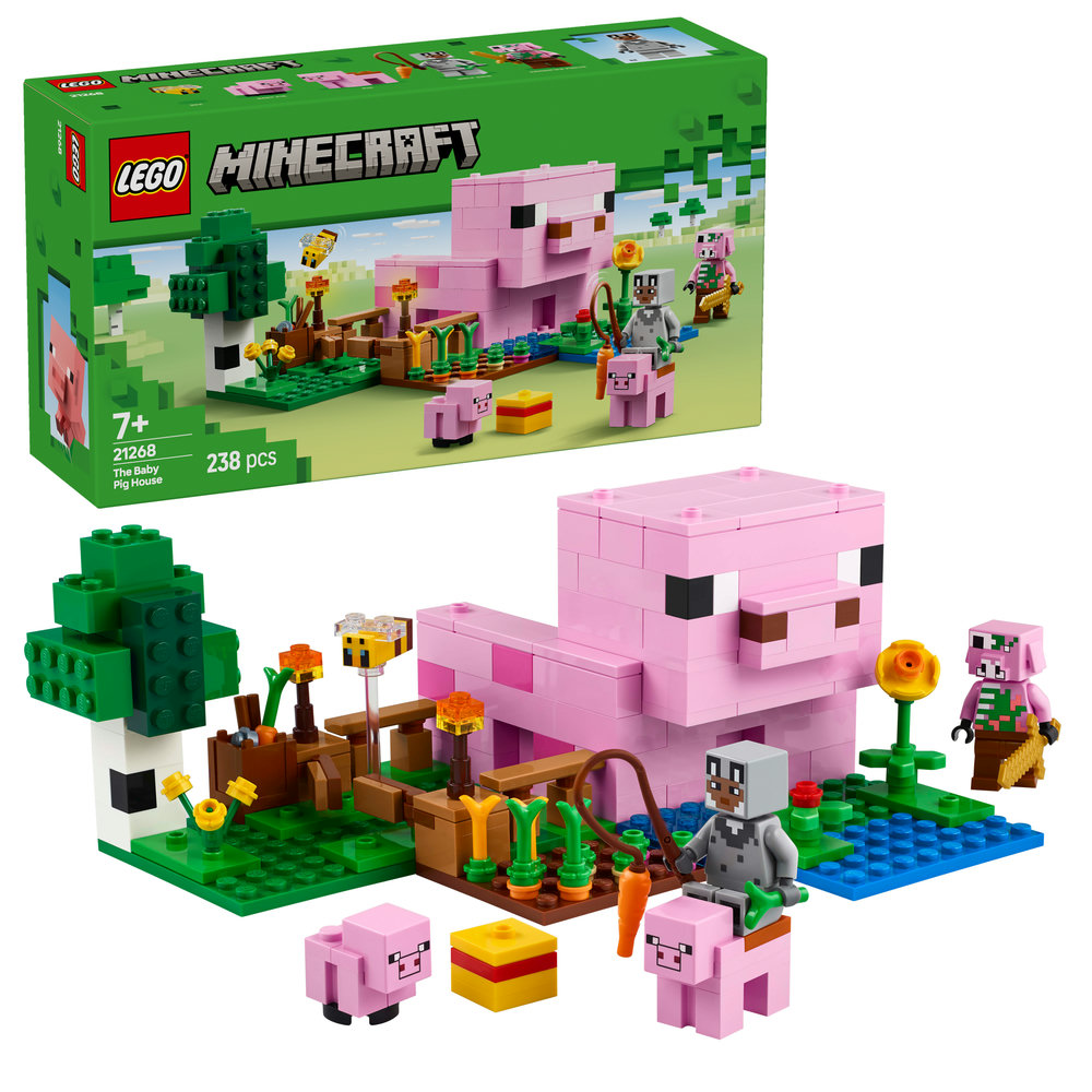 LEGO Minecraft The Baby Pig House Gamer Building Toy Animal Set for Kids 21268 - Image 1