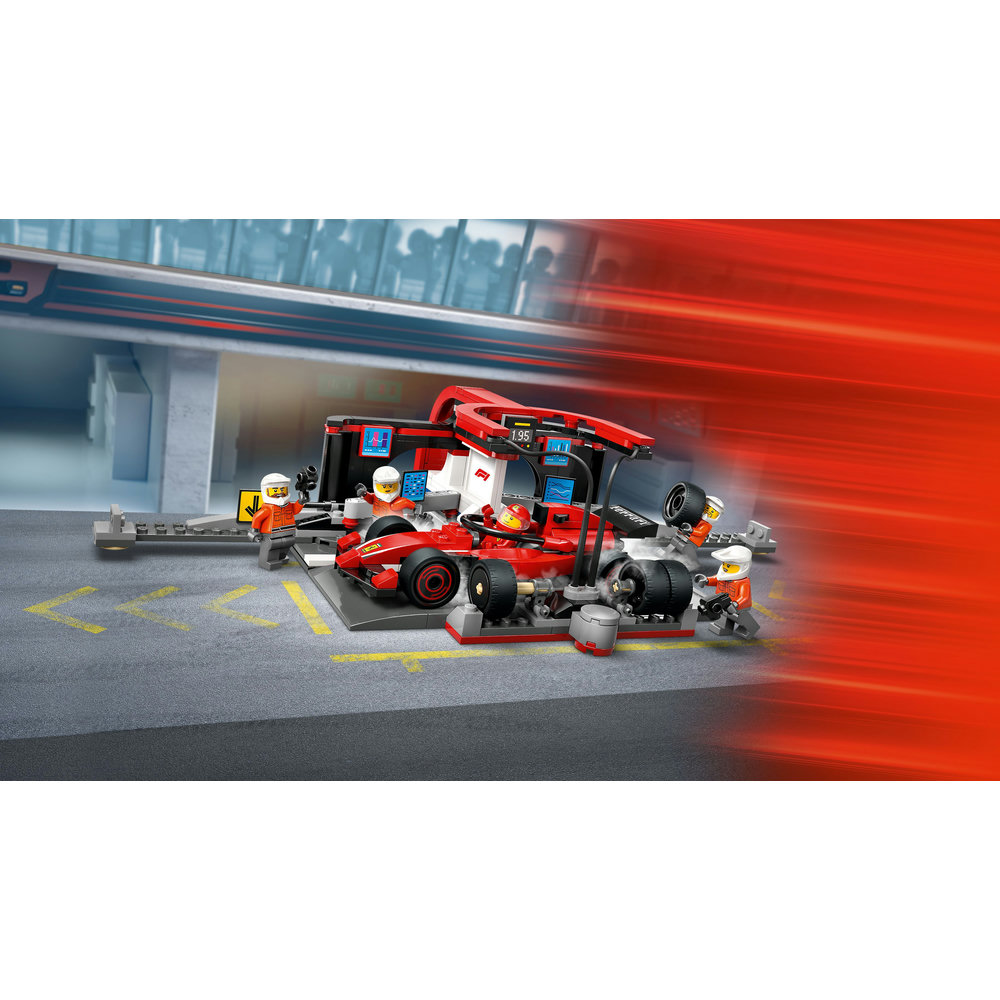 LEGO City F1 Pit Stop & Pit Crew with Ferrari Car Racing Vehicle Toy 60443 - Image 3