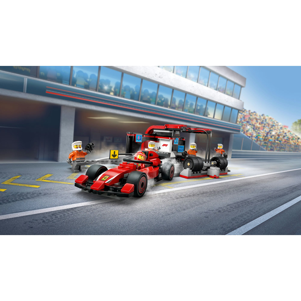 LEGO City F1 Pit Stop & Pit Crew with Ferrari Car Racing Vehicle Toy 60443 - Image 4