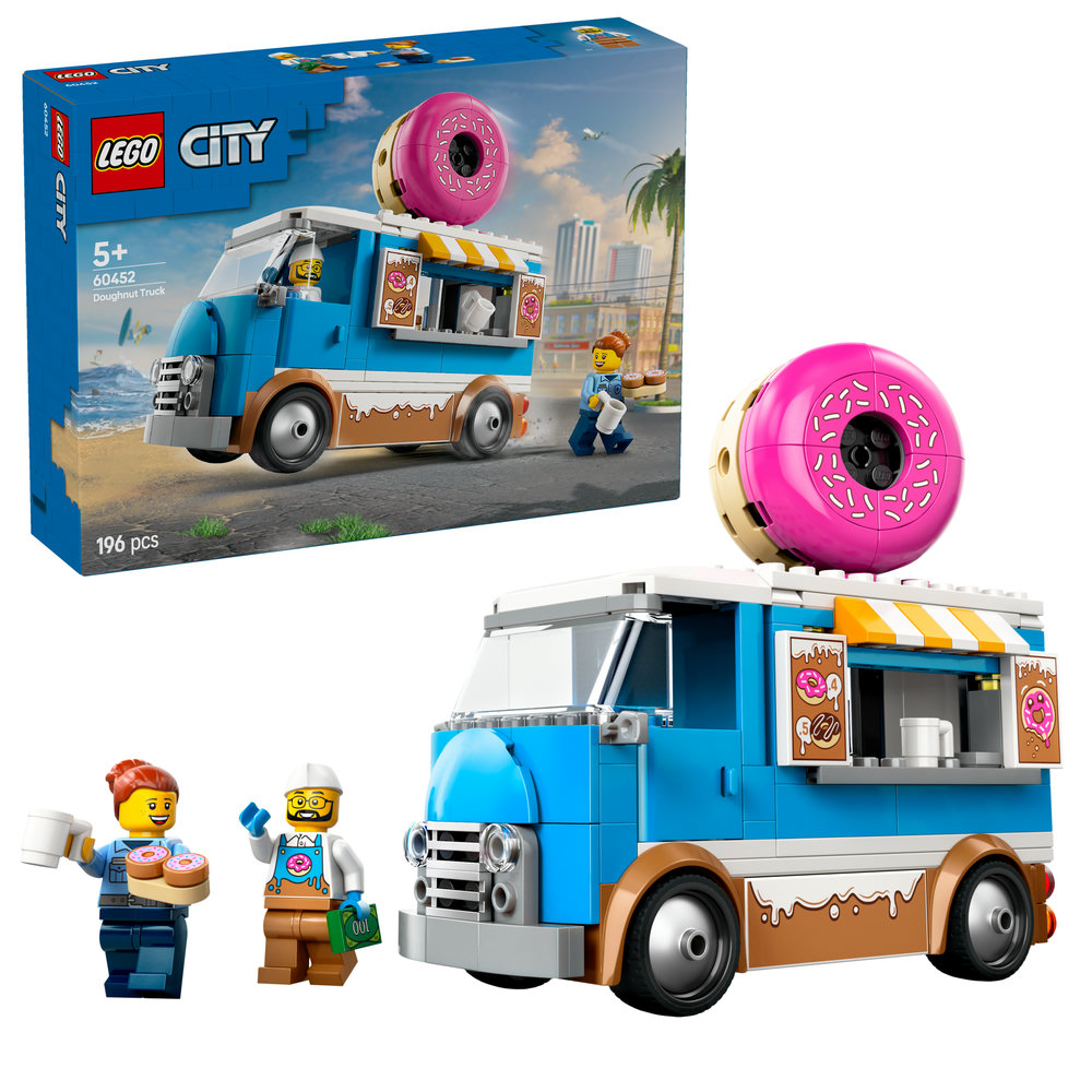 LEGO City Doughnut Truck Playset Vendor Vehicle Toy for Kids Aged 5 and over 60452 - Image 1