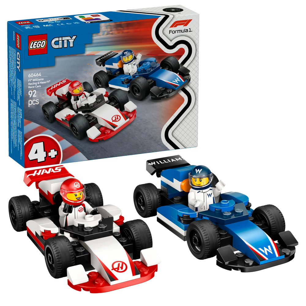 LEGO City F1 Williams Racing & Haas F1 Race Cars Vehicle Toy Set 60464 - Image 1